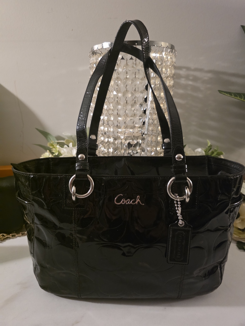 Coach Black Patent Leather Tote Bag